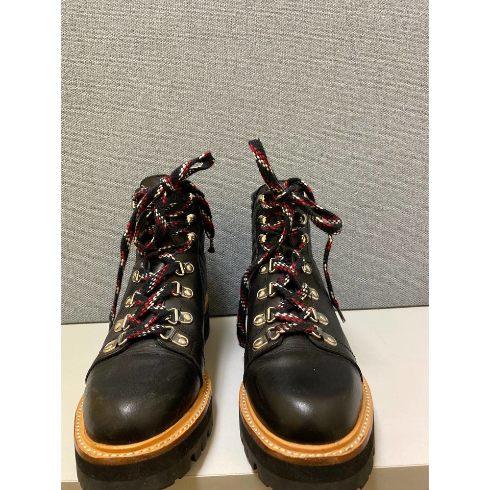 Marc Fisher Womens Hiking Boot Irme Leather Lugged Sole Black Leather ankle boot